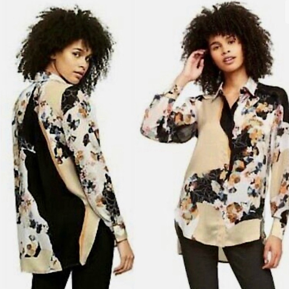3.1 Phillip Lim X Target Floral Button Up Blouse Sz M Summer Spring Easter Party - Picture 4 of 15